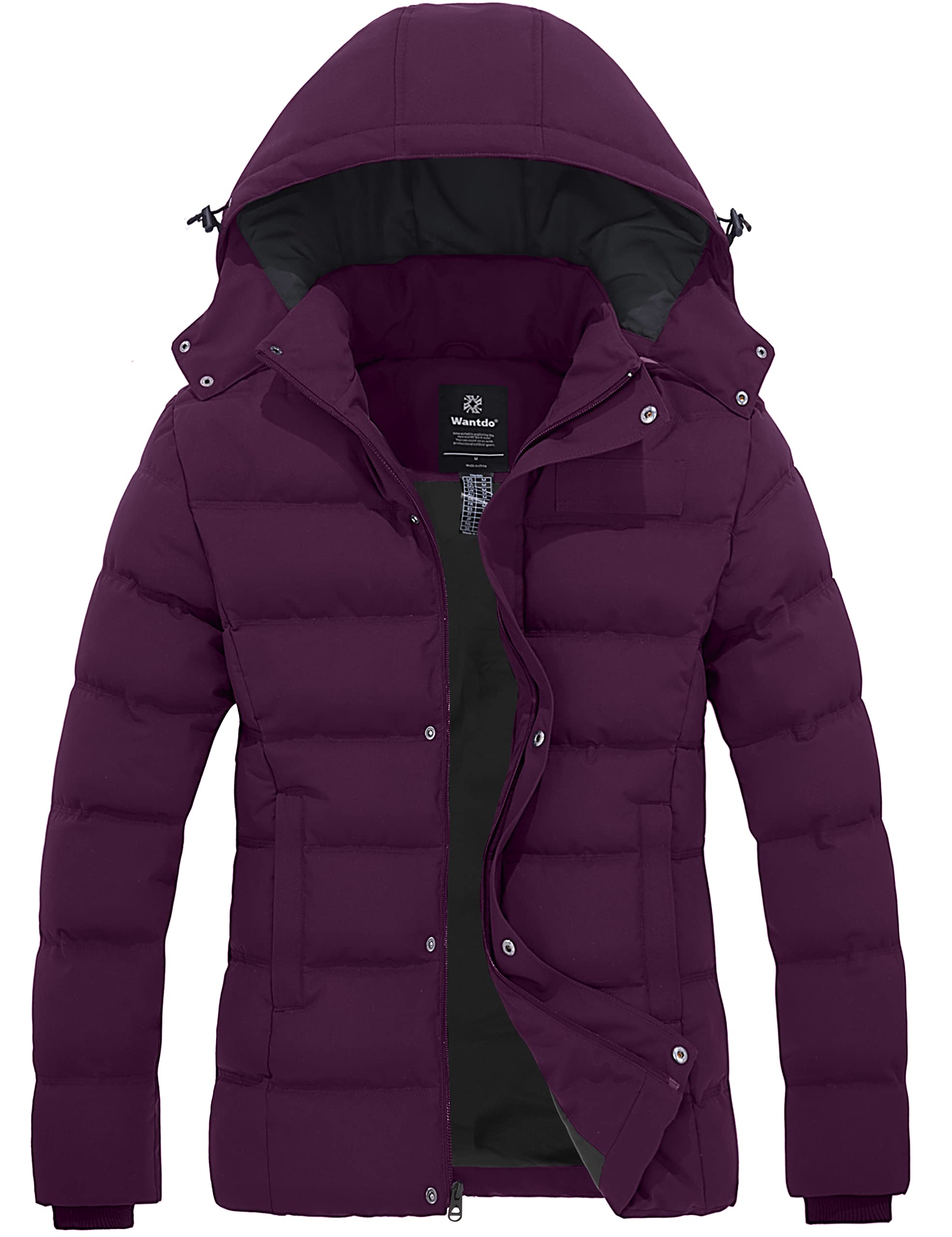 Wantdo Women's Hooded Warm Winter Coat Quilted Thicken Puffer Jacket with Removable Hood
